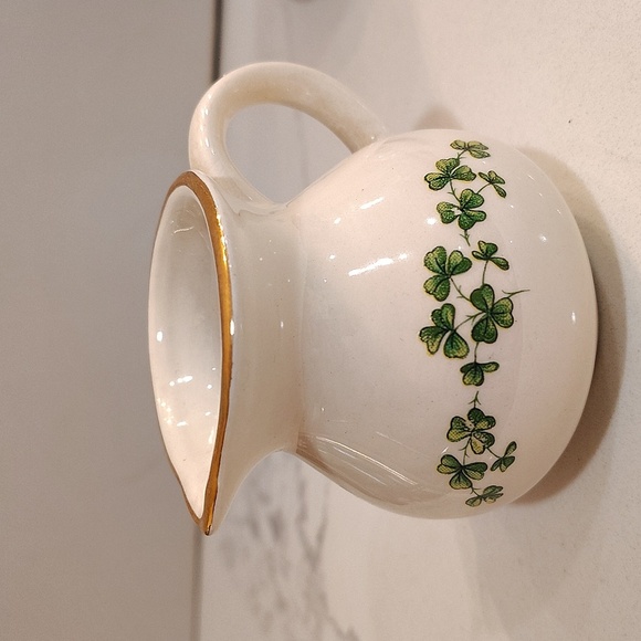 Carrigcraft County Cork Ireland creamer sugar clover print white green gold rim - Picture 6 of 13